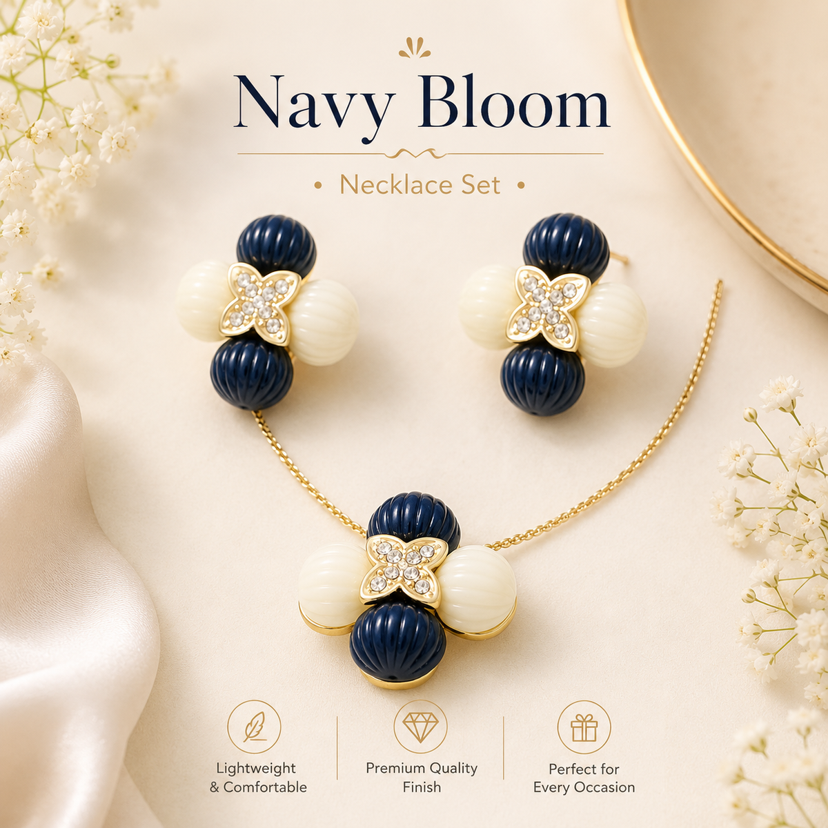 Navy Bloom Necklace