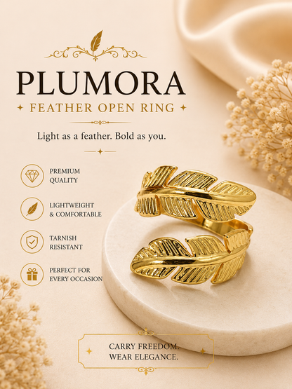 Plumora - Feather Open Ring