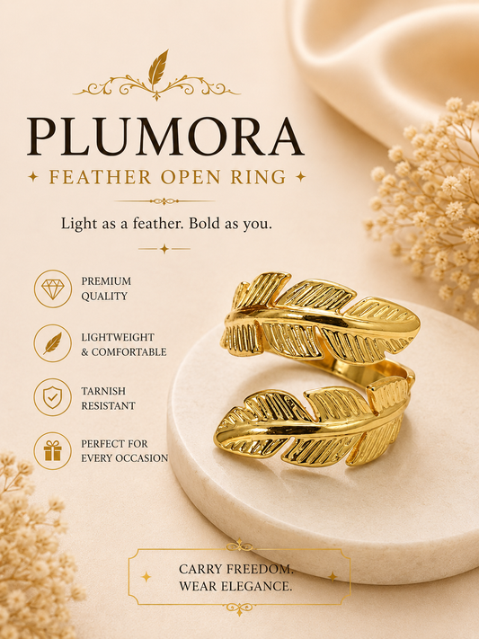 Plumora - Feather Open Ring