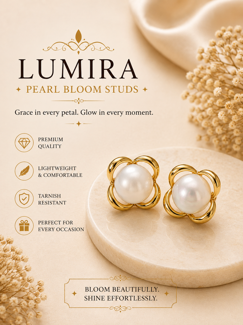 Lumira - Pearl Bloom Studs