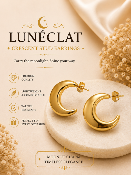 Luneclat - Crescent Stud Earrings