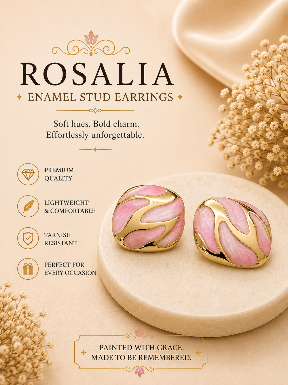 Rosalia - Enamel Stud Earrings