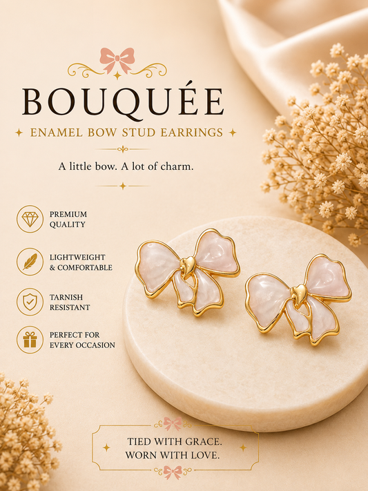 Bouquee - Enamel Bow Stud Earrings
