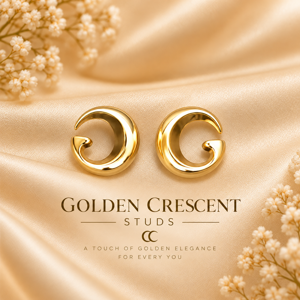 Golden Crescent Studs