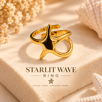 Starlit Wave Starfish Ring