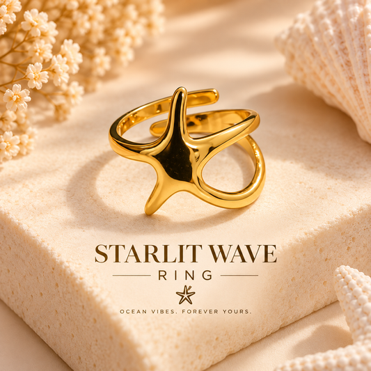 Starlit Wave Starfish Ring