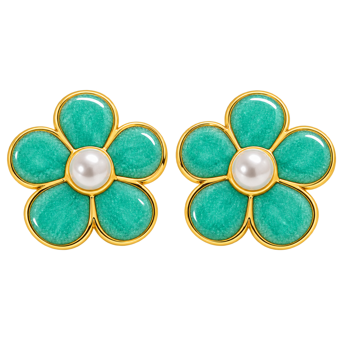 Aqua Blossom Floral Earrings