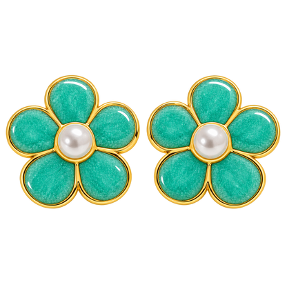 Aqua Blossom Floral Earrings