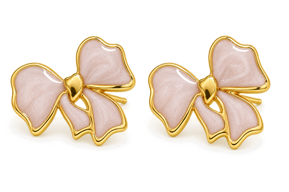 Bouquee - Enamel Bow Stud Earrings