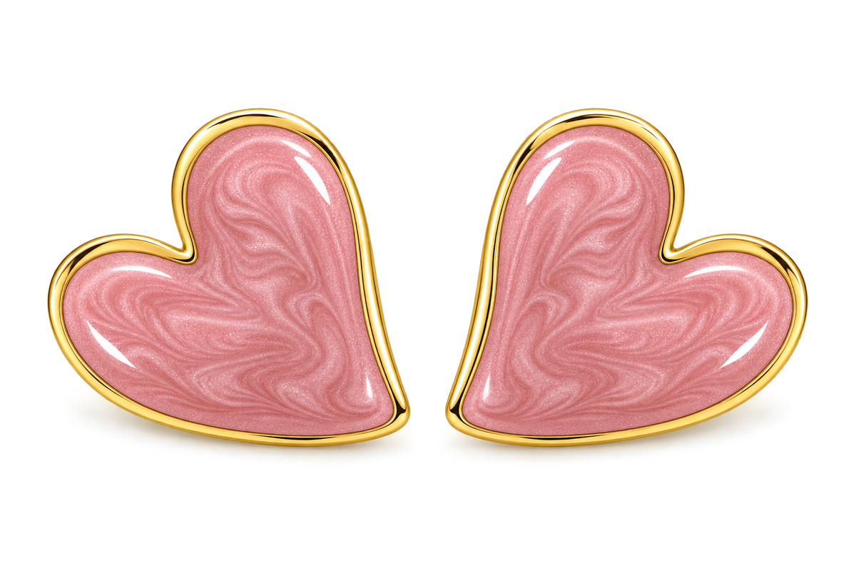Rosé Duo Heart Earrings