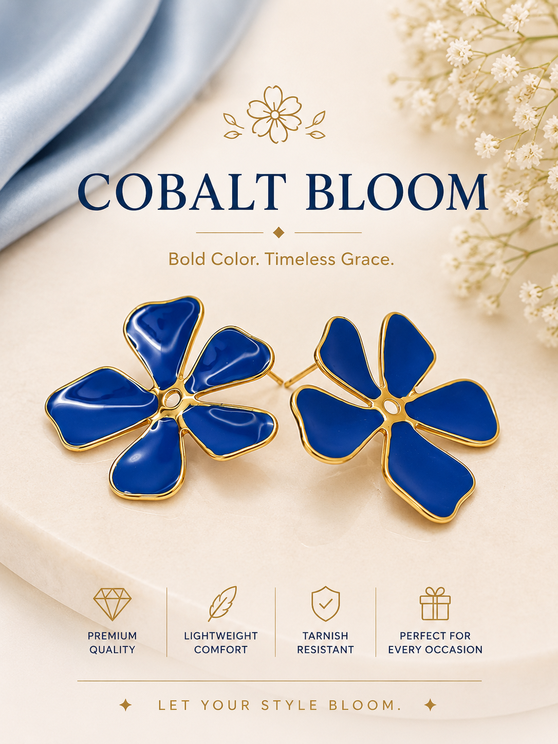 Cobalt Bloom  Earrings