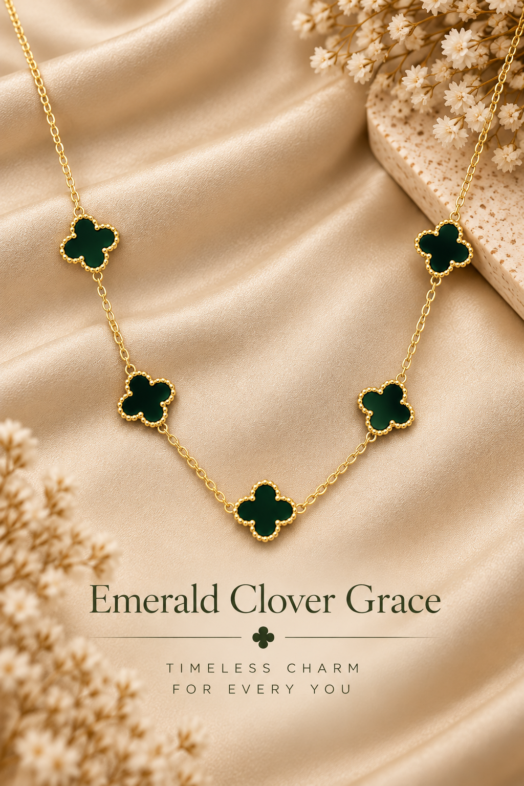 Emerald Clover Grace Necklace