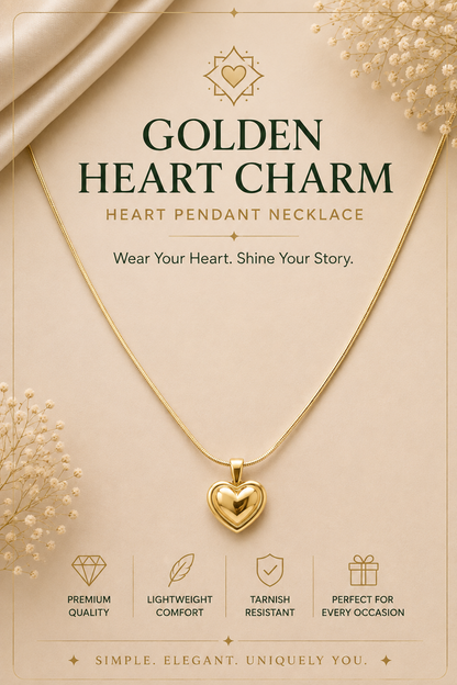 Golden Heart Charm Necklace