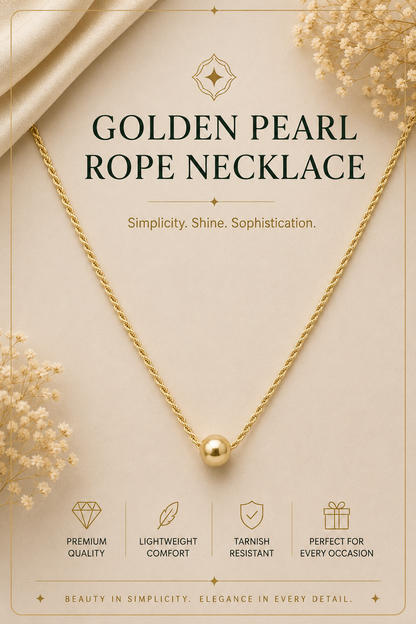 Golden Pearl Rope Necklace