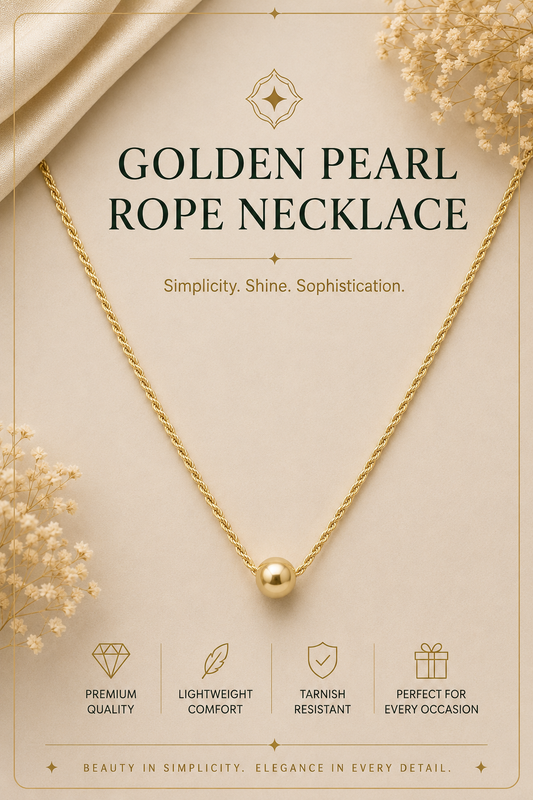 Golden Pearl Rope Necklace
