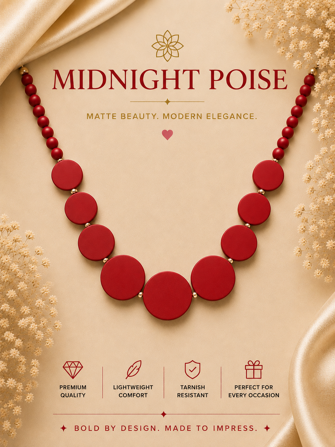 Midnight Poise Red Necklace