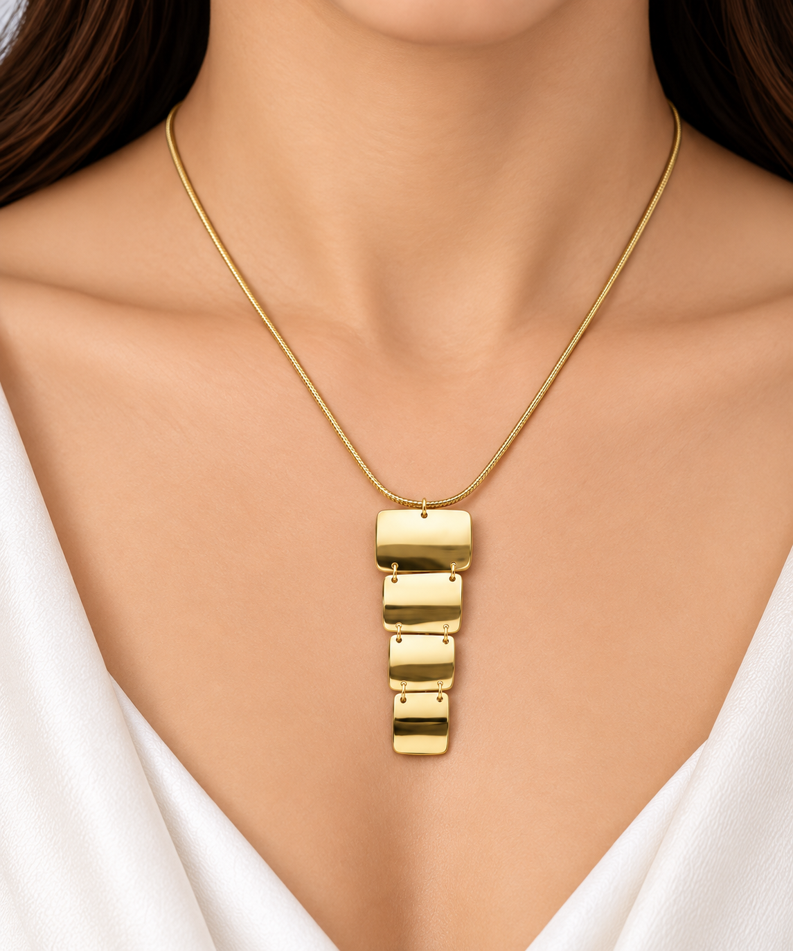 Modern Cascade Gold Pendant