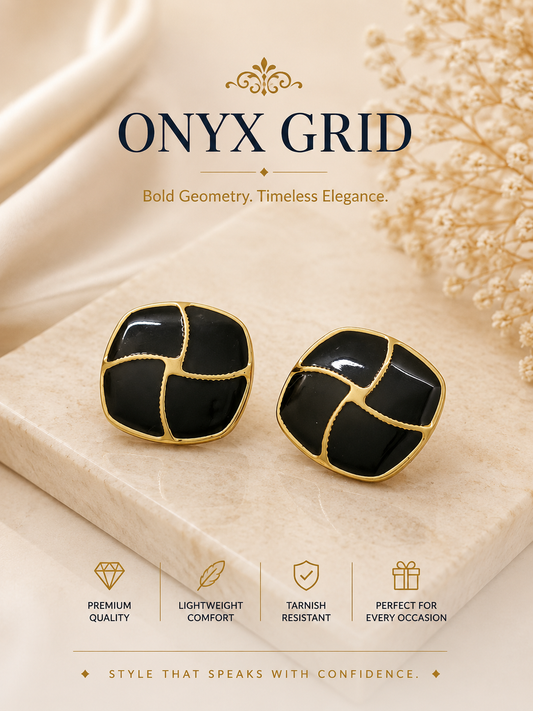 Onxy Grid Earrings