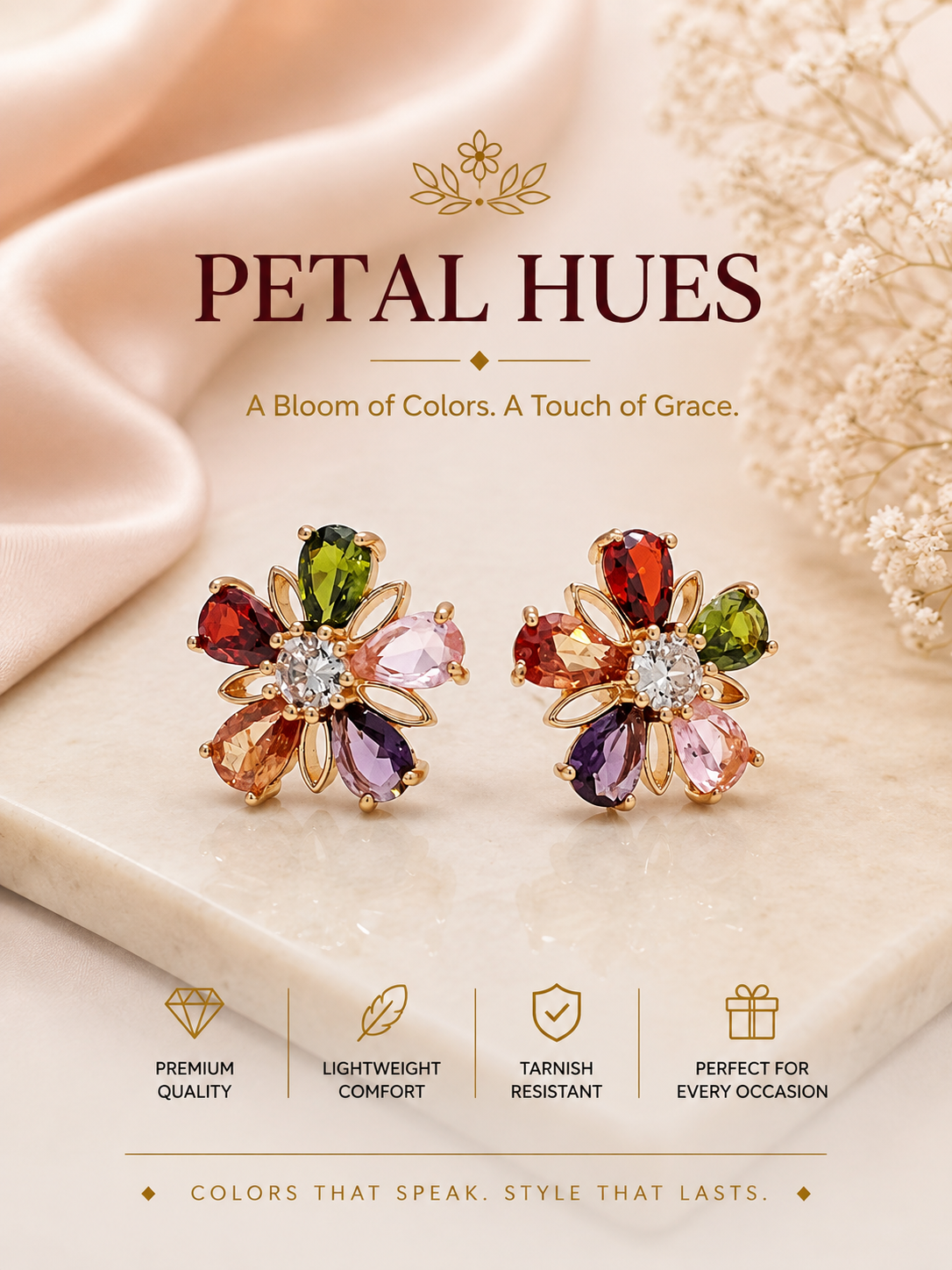 Petal Hues Multicolor Floral Earrings