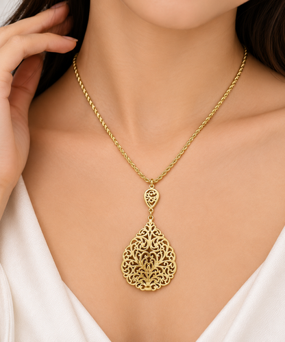 Regal Filigree Gold Pendant