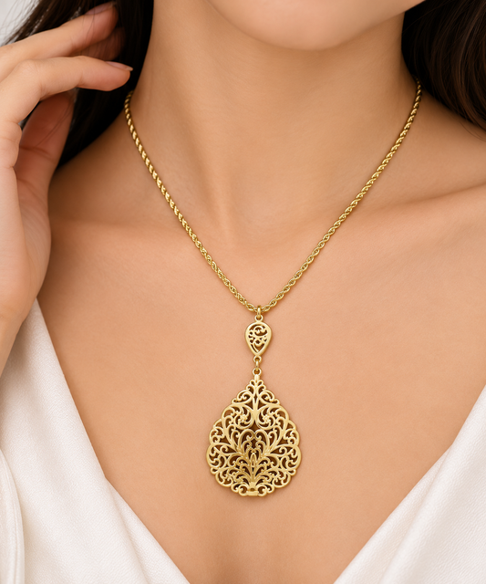 Regal Filigree Gold Pendant