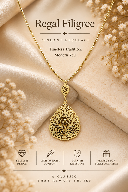 Regal Filigree Gold Pendant