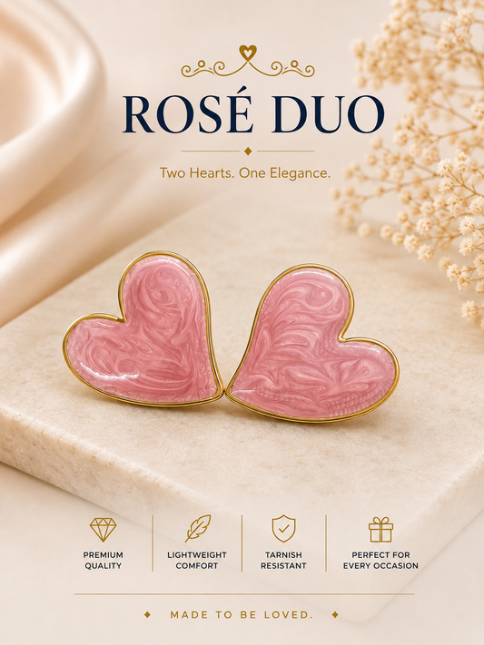 Rosé Duo Heart Earrings