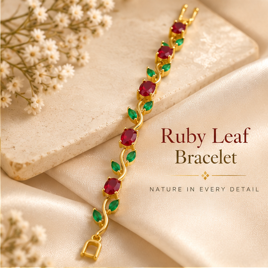 Ruby Leaf Bracelet