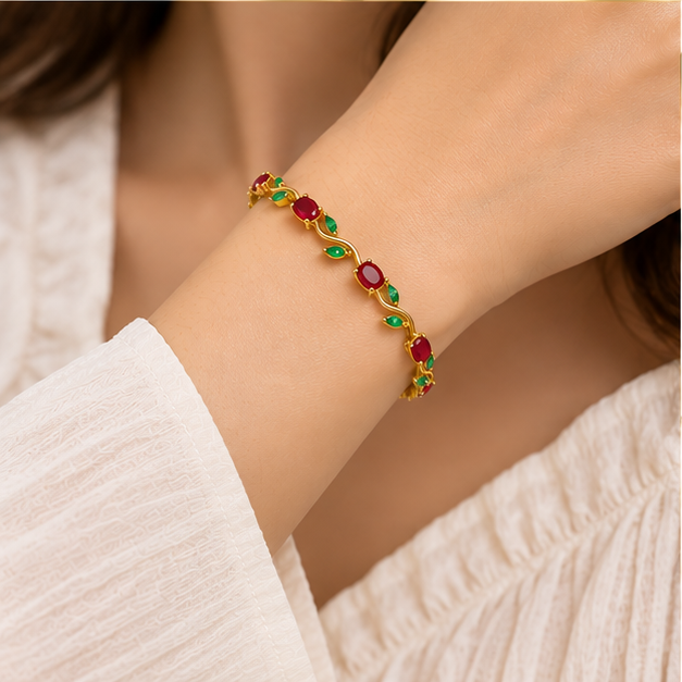 Ruby Leaf Bracelet