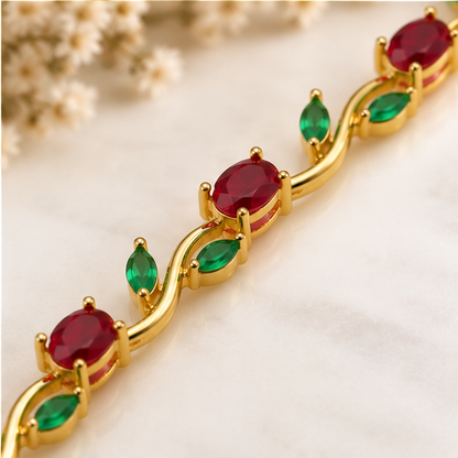 Ruby Leaf Bracelet