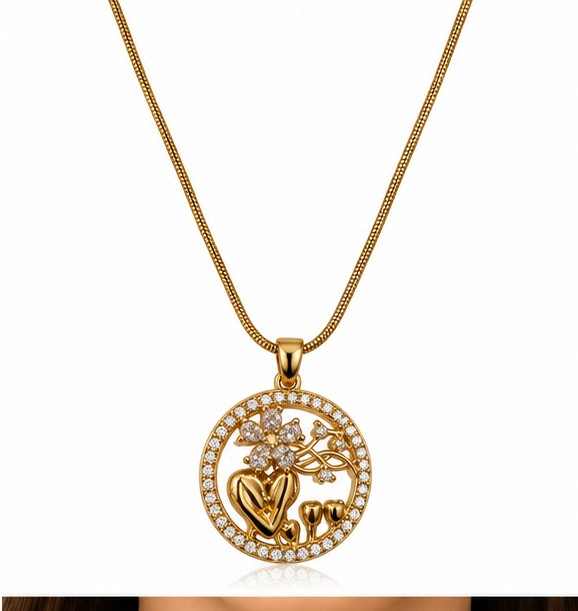 Blossom Circle Gold Necklace